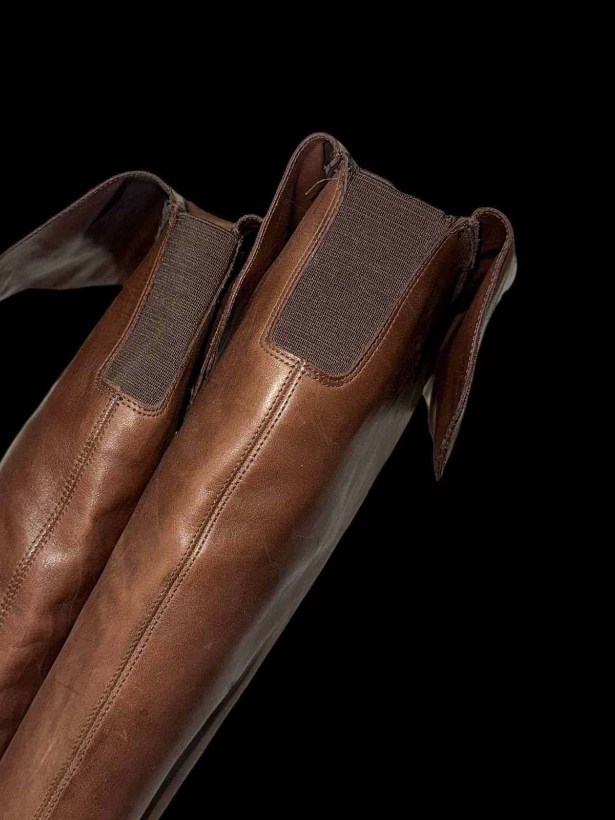 Buffalo London Vintage Buffalo Brown Leather Knee High Boots like El Dantes Size US 11 / IT 41 - 2 Thumbnail