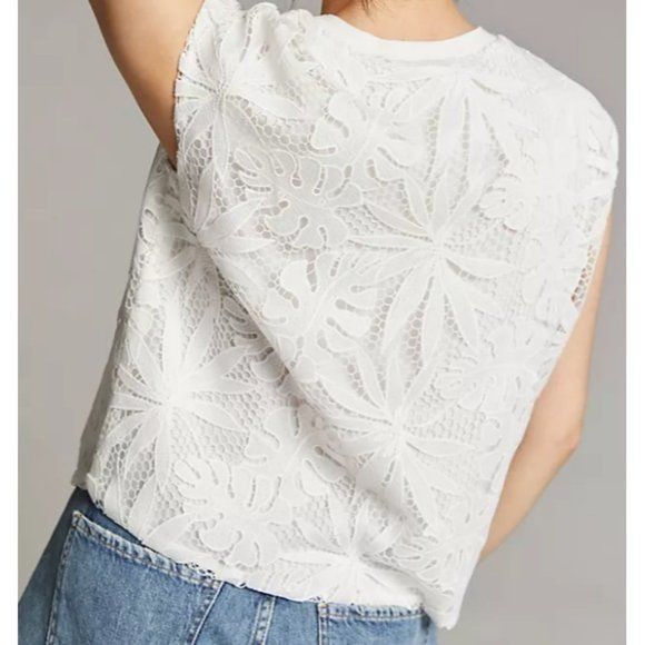 Corey Lynn Calter Corey Lynn Calter Tina White Lace Floral Palm Top Size XS / US 0-2 / IT 36-38 - 3 Thumbnail