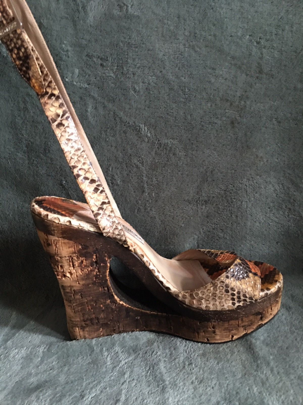 Jimmy Choo Jimmy Choo Multicolor Python Leather Penelop Wedge Sandals Size US 9 / IT 39 - 5 Thumbnail