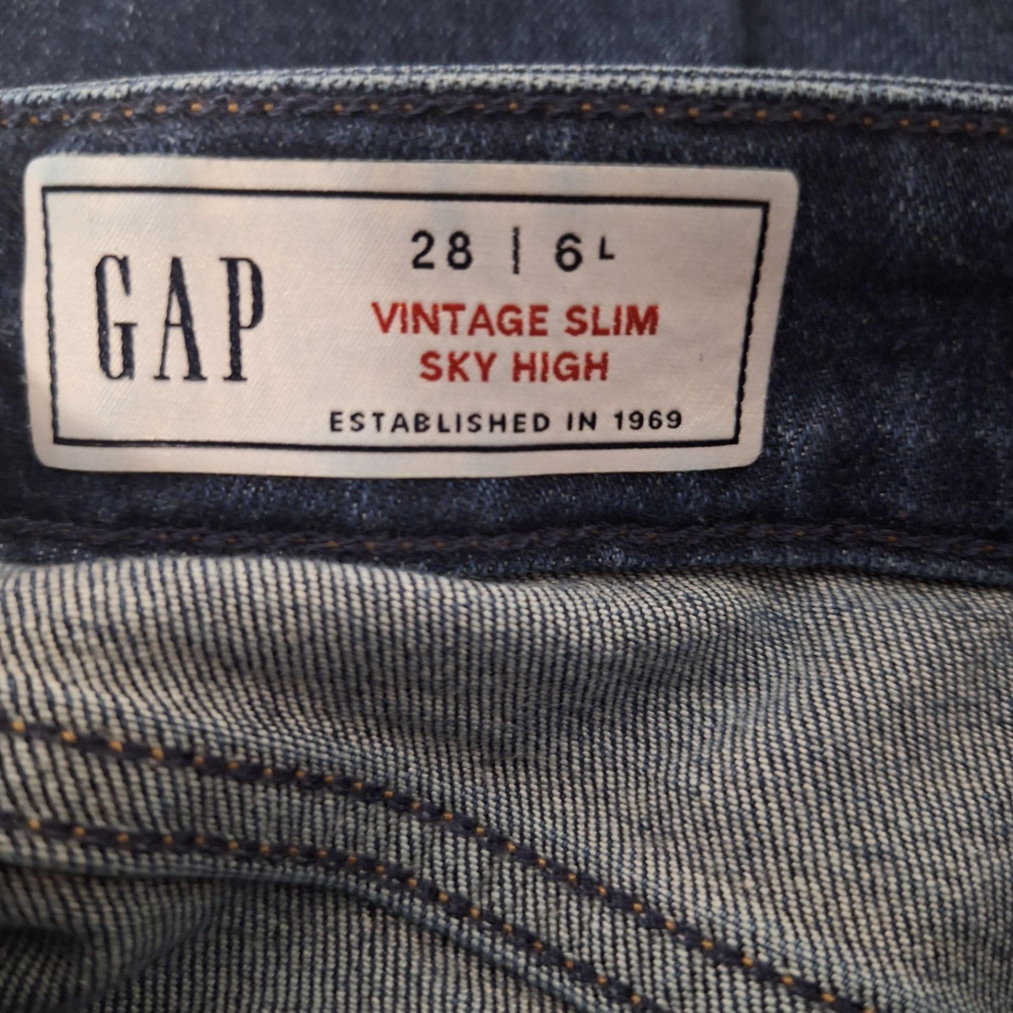 Gap GAP Vintage Slim Sky High Jeans Dark Wash Raw Hem 90s Indie Size 28" / US 6 / IT 42 - 4 Thumbnail