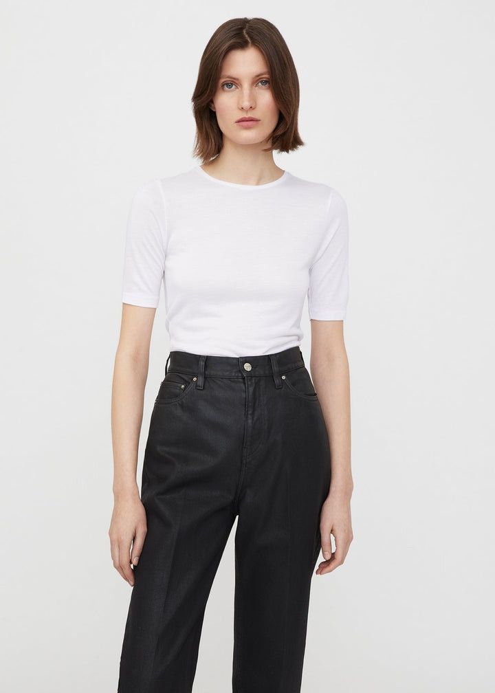 Toteme o1mle0525 Thin Cashmere Modal T-Shirt in Off-White Size L / US 10 / IT 46 - 3 Thumbnail