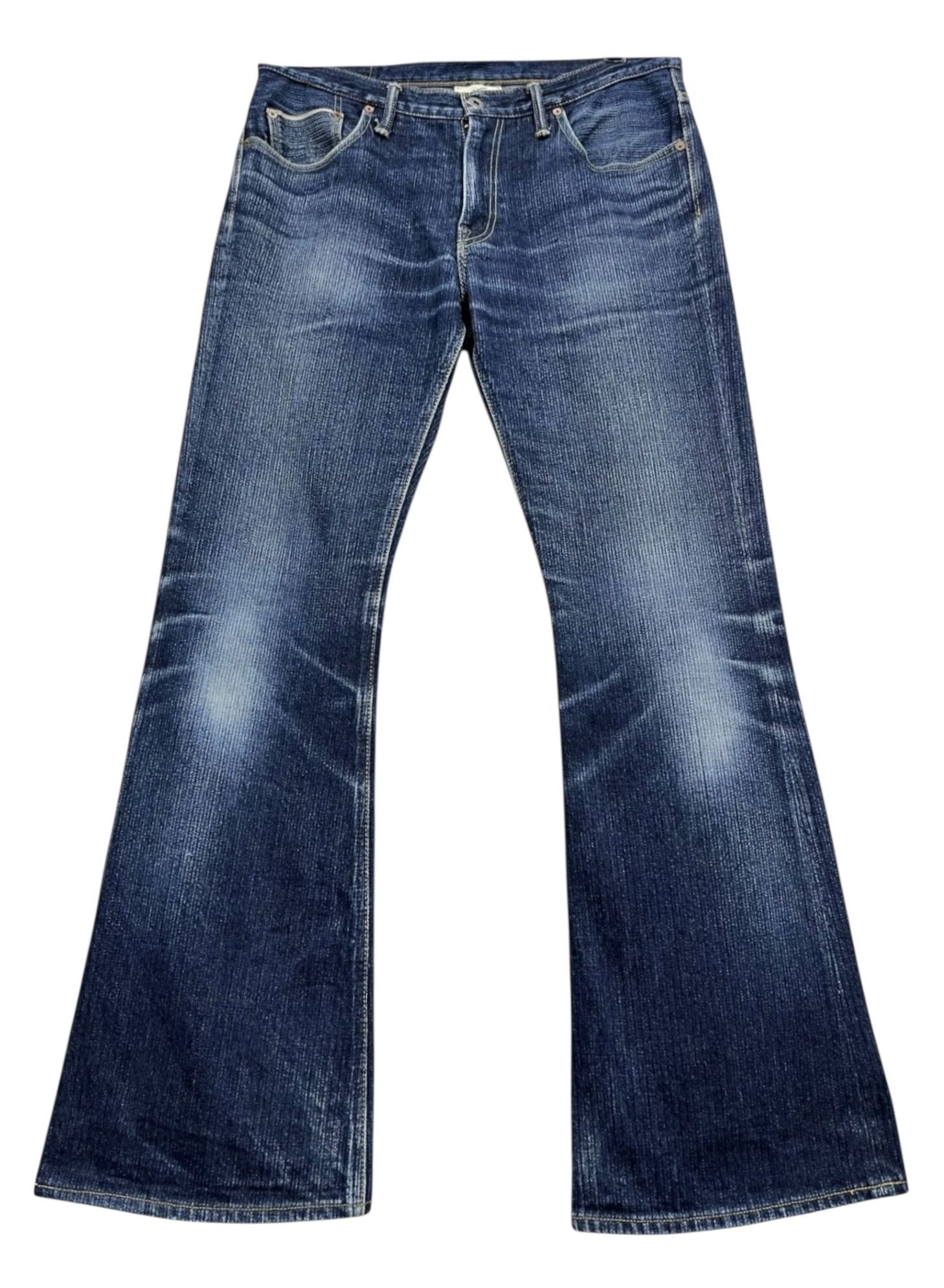 Indigo FYE🔥Vintage CHANNEL GRAPH KOJIMA JAPAN Perfect FLARE Denim Size US 31 - 1 Thumbnail