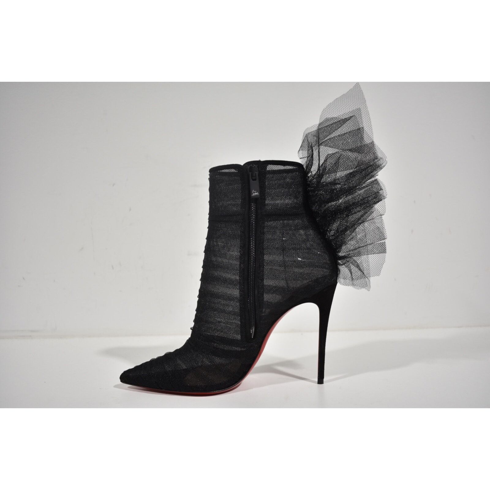Christian Louboutin Christian Louboutin Libellibooty 100 Black Mesh Tulle Ankle Size US 4.5 / IT 34.5 - 9 Thumbnail