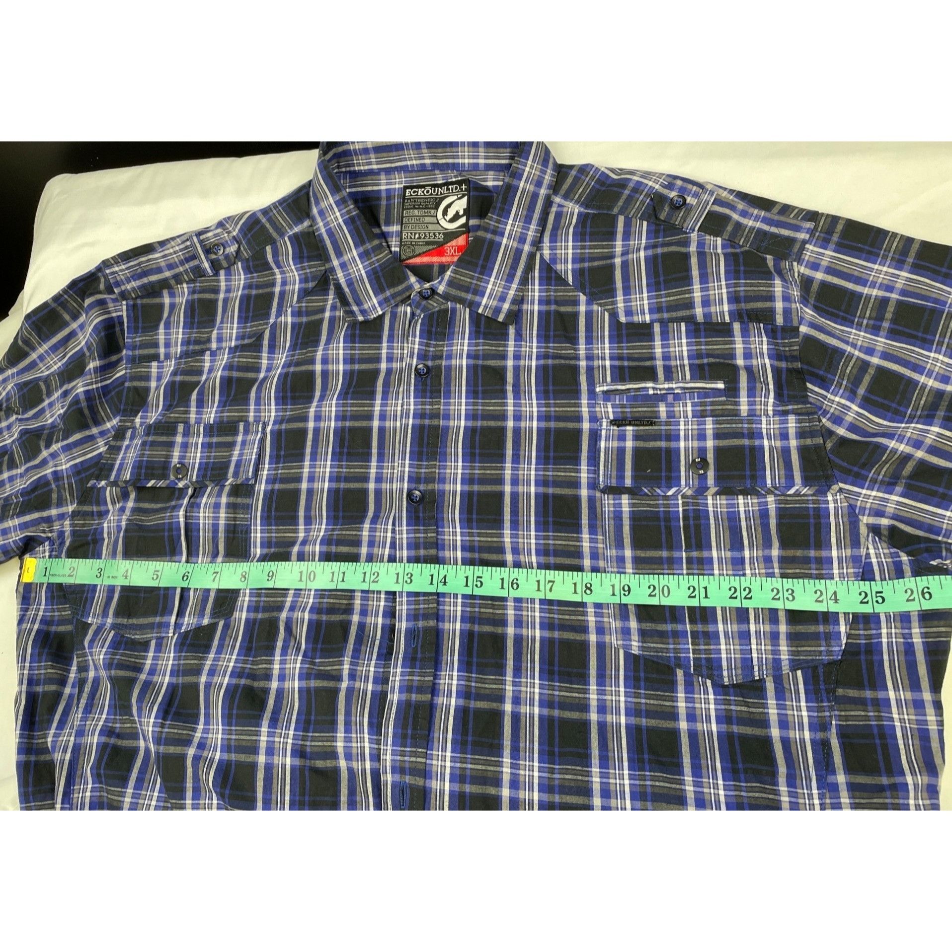 Other Ecko Ltd Men's Blue Checkered Short Sleeve Button up Size 3x Size US XXL / EU 58 / 5 - 8 Thumbnail