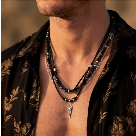 Jewelry Rock Punk Layer Black Leather Necklace Size ONE SIZE - 1 Thumbnail