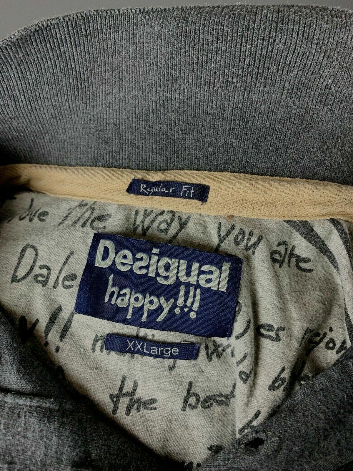 Desigual Men Desigual Happy! Grey Big Polo Shirt Pullover Size 2XL Size US XXL / EU 58 / 5 - 8 Thumbnail