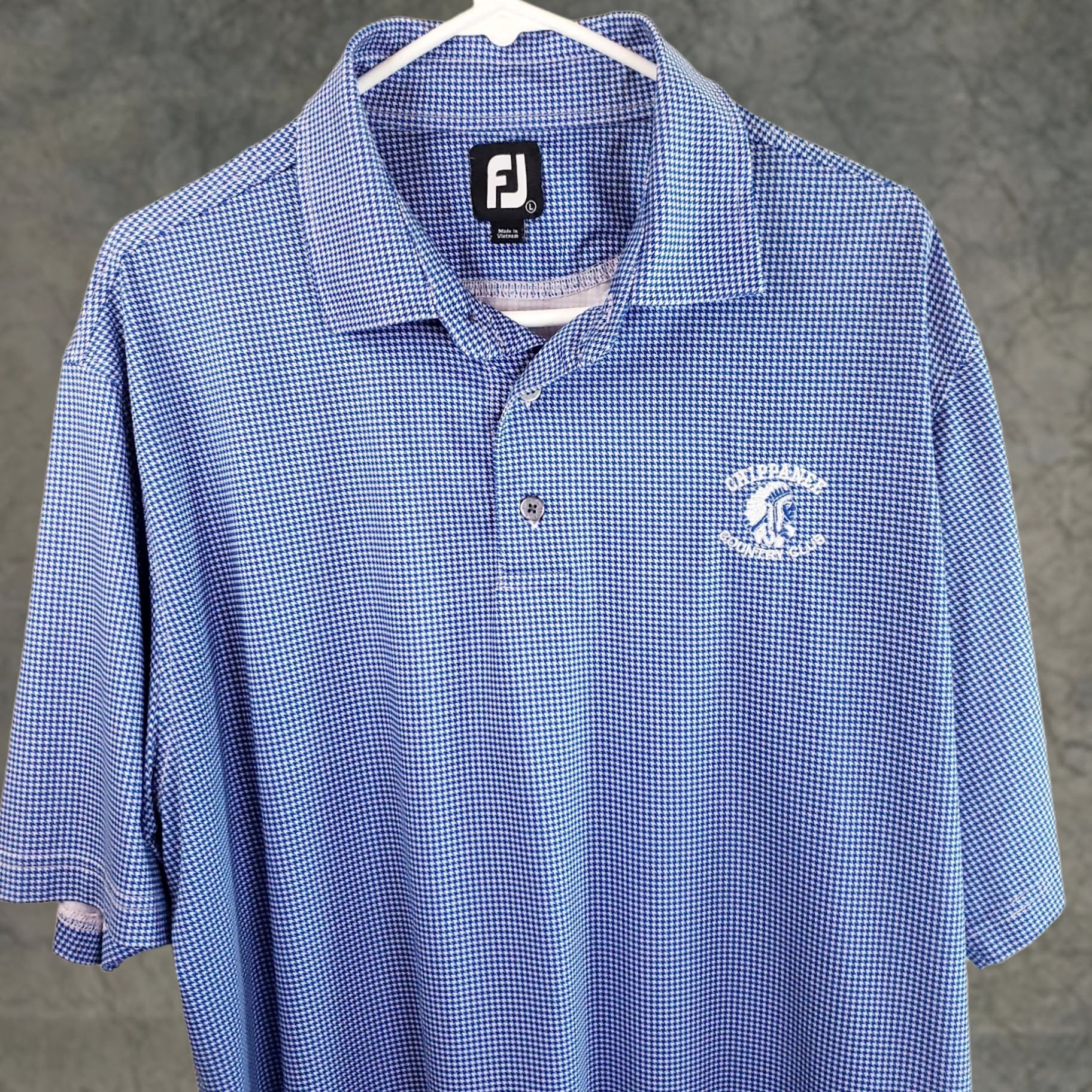 Footjoy FootJoy Polo Shirt L Blue Herringbone Chippanee Country Club Golf Short Sleeve Pullover 3 Button Mens Regular Size Size US L / EU 52-54 / 3 - 1 Thumbnail