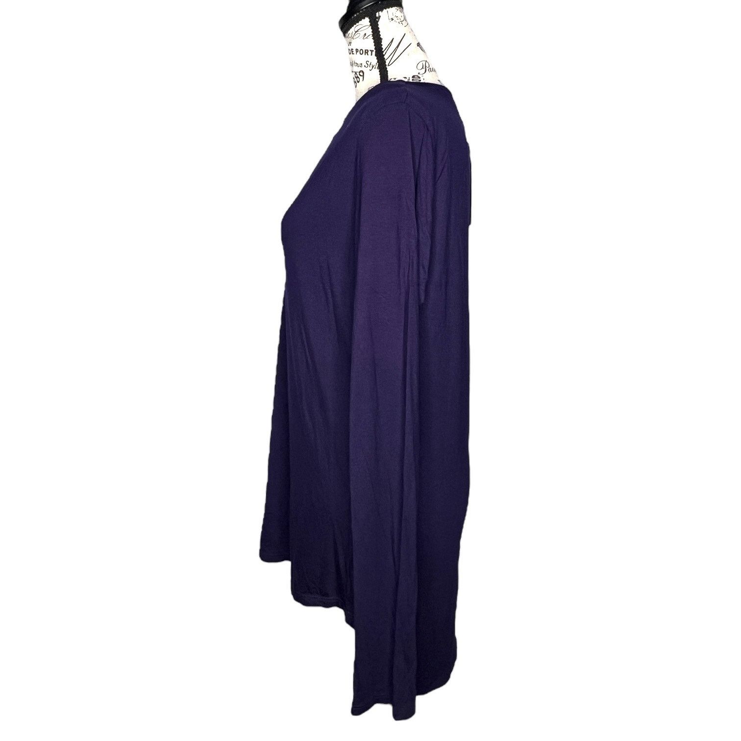 Other Knit Top Purple Long Sleeve Rounded Hem Keyhole Front Back Size M / US 6-8 / IT 42-44 - 3 Thumbnail