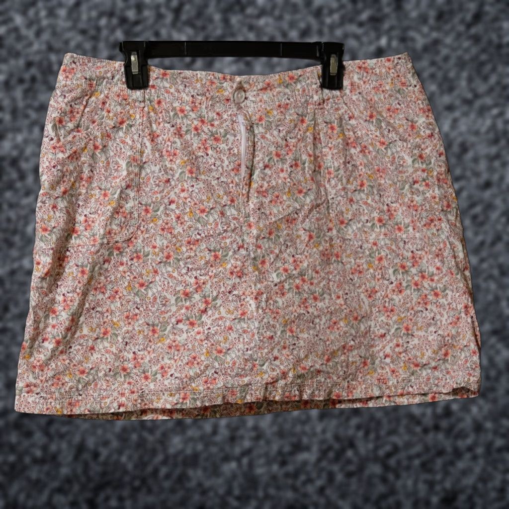 Vintage St. Johns Bay Floral Skort Womens 16W Pink/White/Green/Dark Red Mini Short Pockets Stretch Casual 16W Womens Skort Size 38" / US 16 / IT 52 - 1 Thumbnail