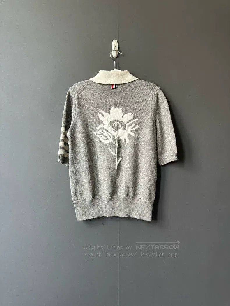 Thom Browne Thom Browne Gray floral embroidered knit sweater Size XS / US 0-2 / IT 36-38 - 2 Thumbnail