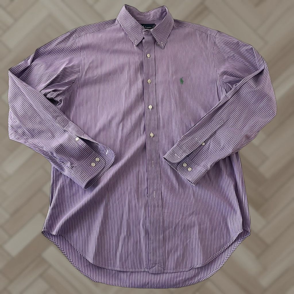 Polo Ralph Lauren Polo Ralph Lauren Dress Shirt Striped Long Sleeve Mens 16 34/35 Purple Size US L / EU 52-54 / 3 - 1 Thumbnail