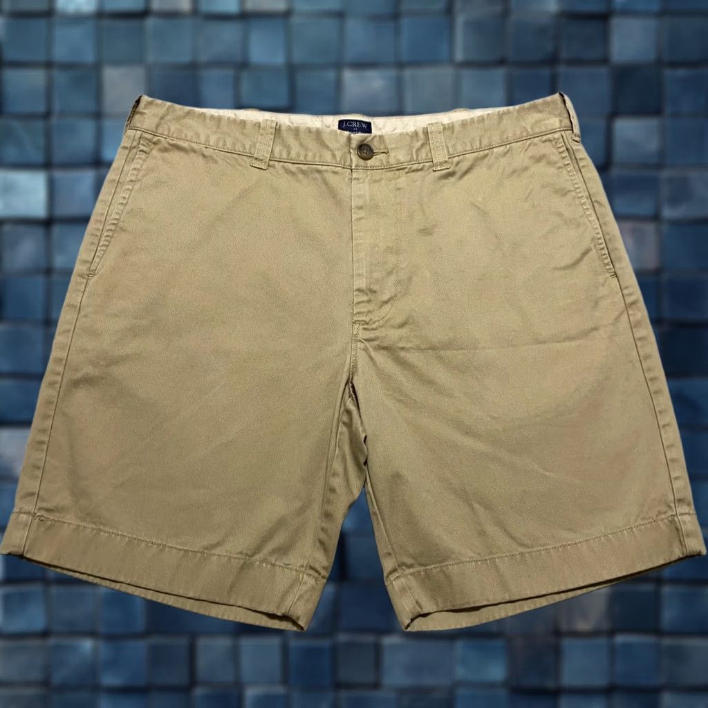 J.Crew J.CREW Beige Chino Shorts 8" Inseam Mid Rise Pockets Casual Men's 35 Regular Flat Front Cotton ShortS Size US 35 - 1 Thumbnail