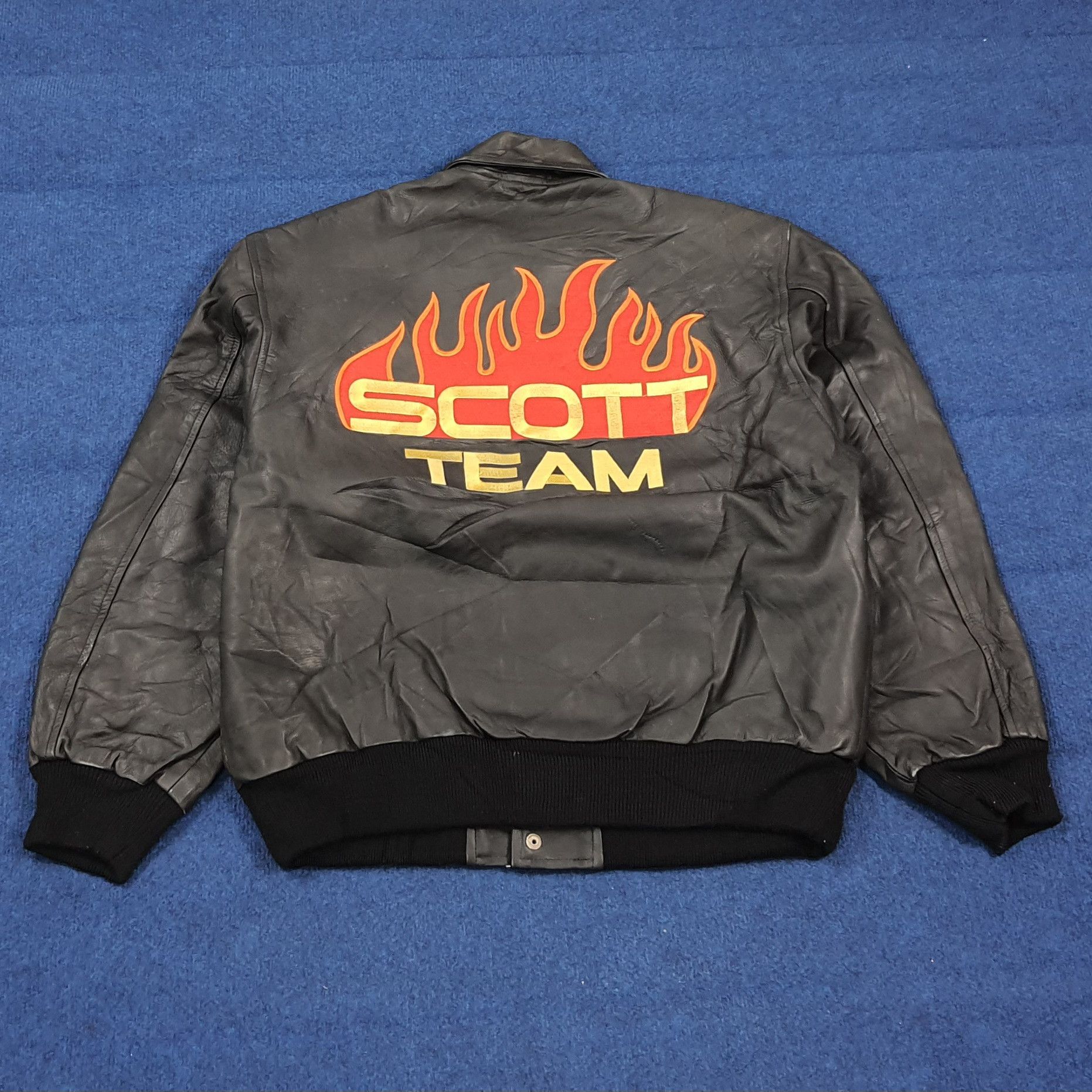 Schott SCOTT TEAM Moto Leather Jacket with Large Back Flames Size US L / EU 52-54 / 3 - 1 Thumbnail