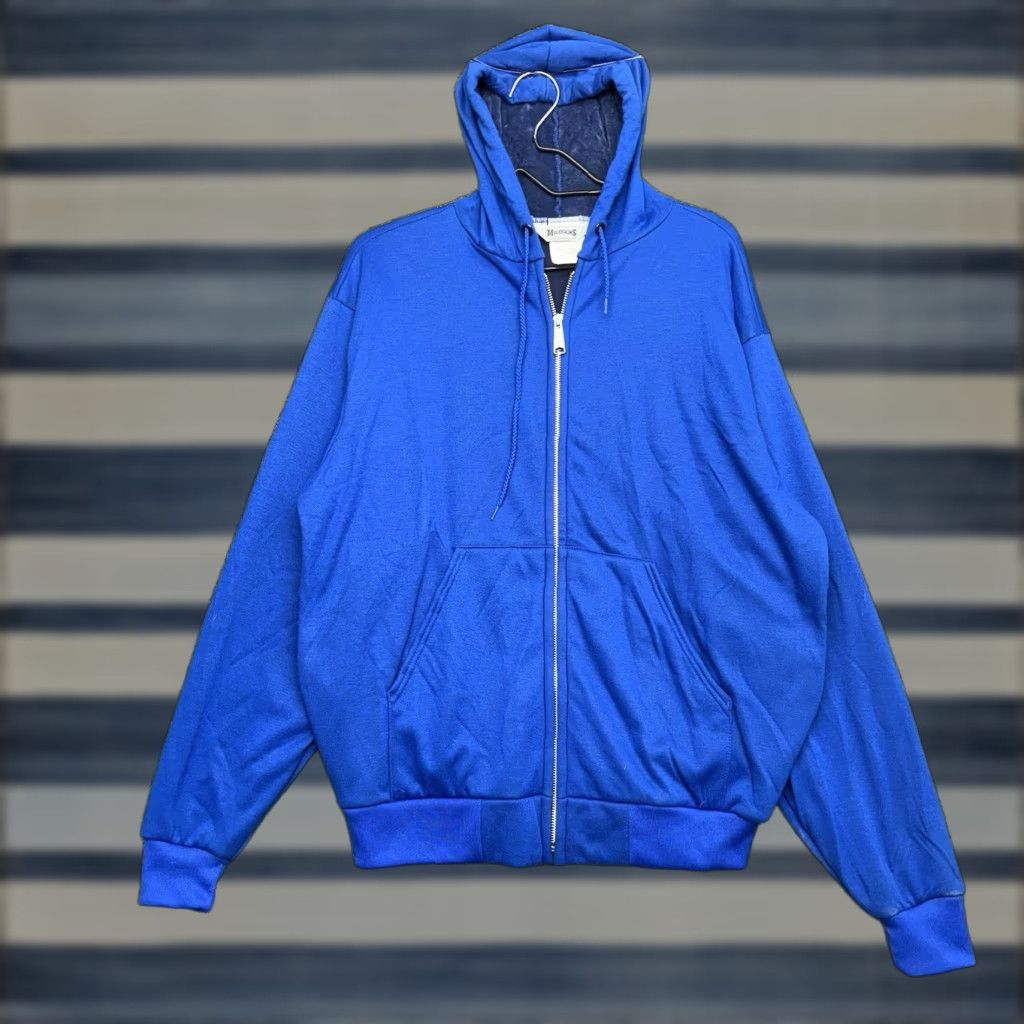 Vintage VINTAGE Muleskins Hoodie Mens Large Blue Full Zip Thermal Lined Sweatshirt 90s Size US L / EU 52-54 / 3 - 1 Thumbnail
