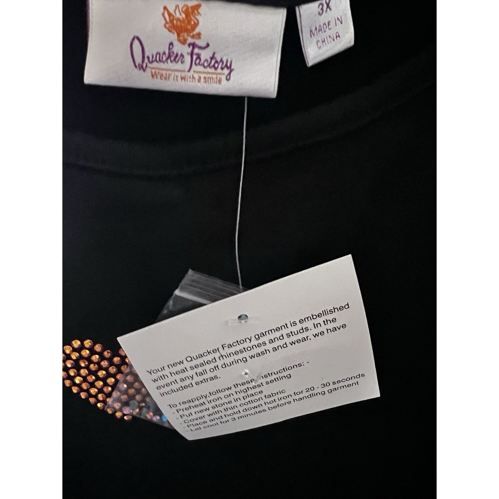 Quacker Factory Quacker Factory Black Pullover Top Womens 3X Rhinestones New Size 3XL / US 20-22 - 6 Thumbnail
