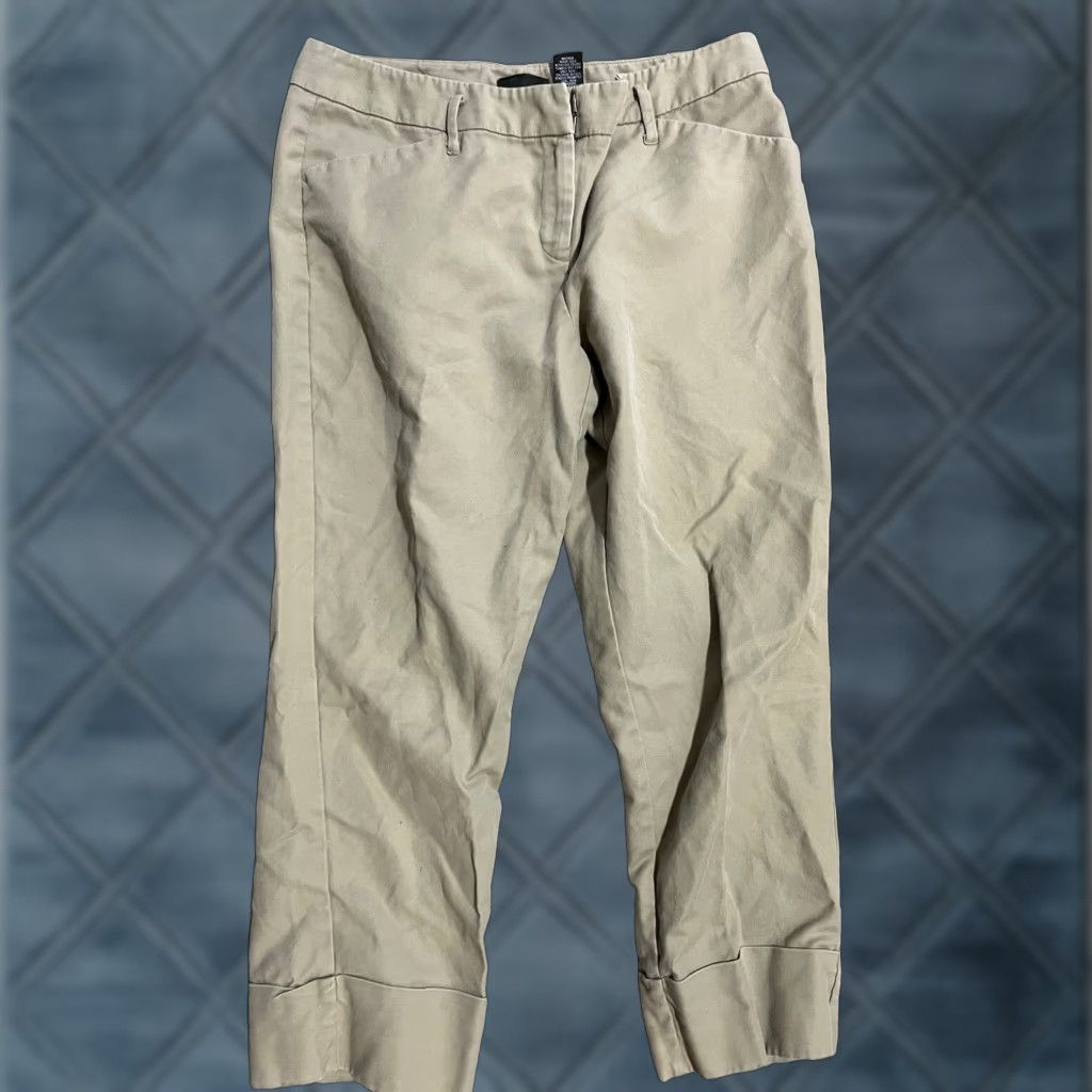 Vintage New York & Company Cropped Chino Pants Women's 10 Beige Stretch Mid-Rise Casual Size 32" / US 10 / IT 46 - 1 Thumbnail