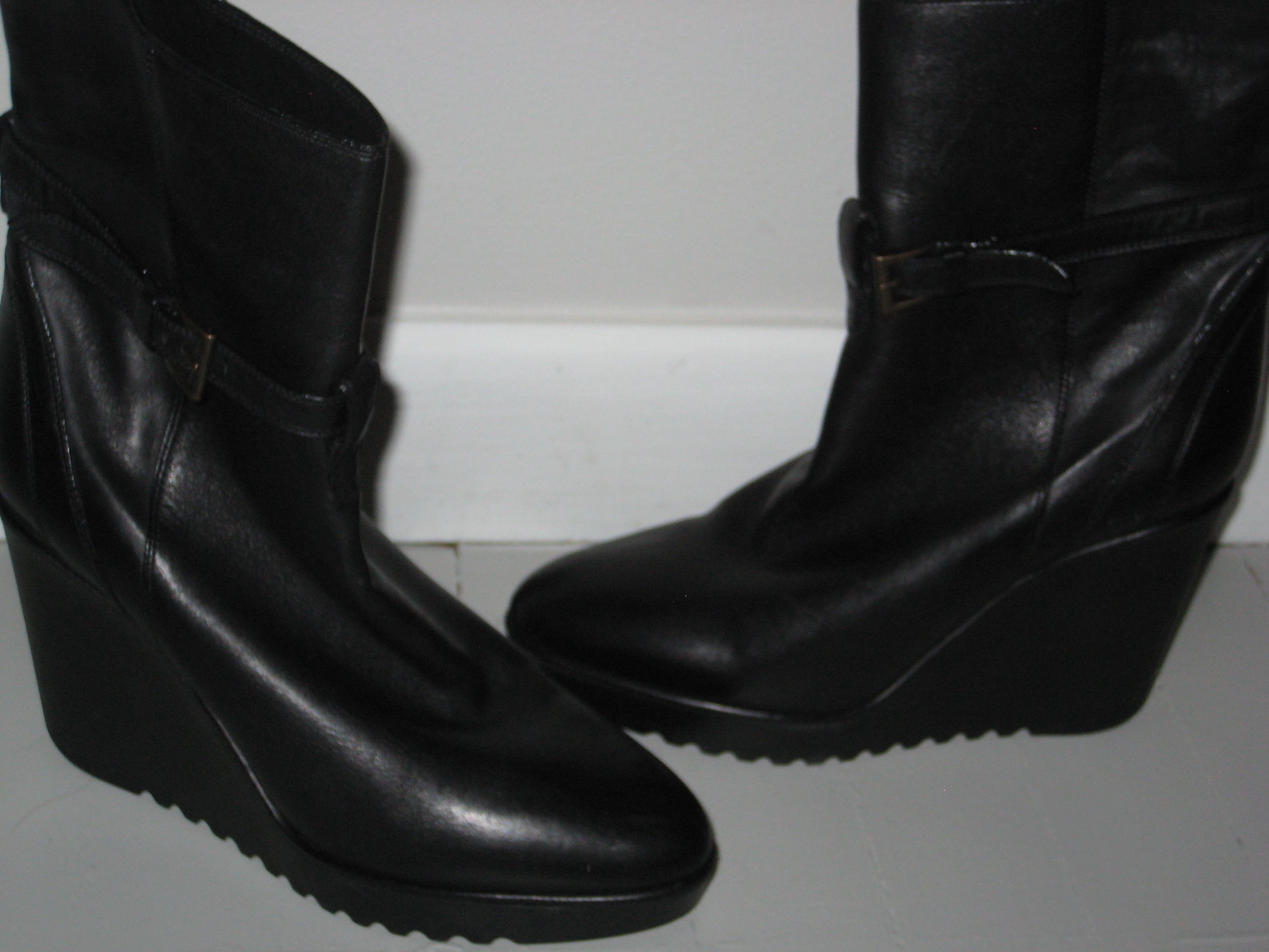Chloe Chloe Black Leather Wedge Booties Size US 6.5 / IT 36.5 - 5 Thumbnail