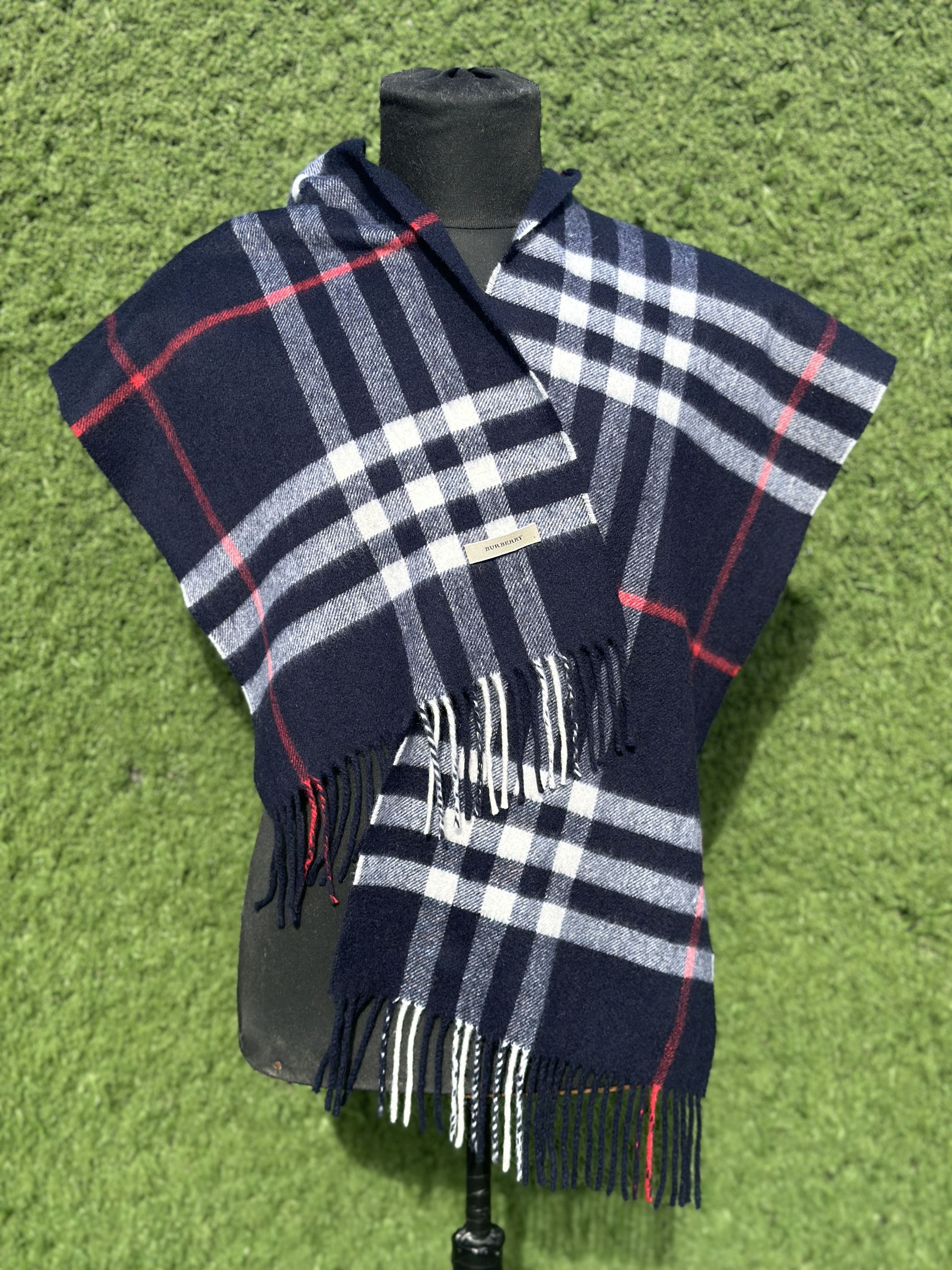 Burberry Burberry 100% Cashmere Check Scarf Fringe Classic 180x30 Cm Size ONE SIZE - 11 Thumbnail