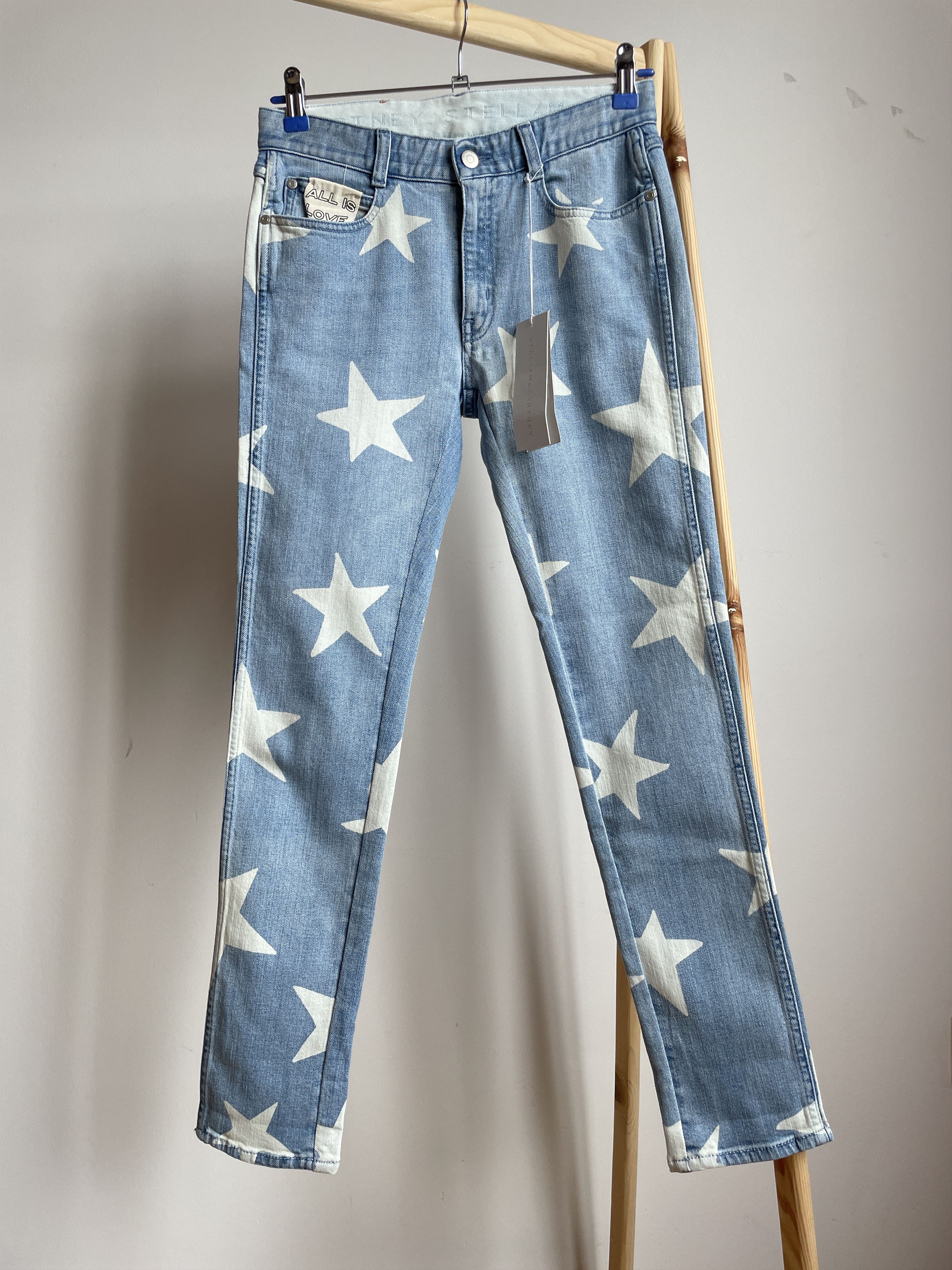 image of Stella Mccartney Womens Star Print Skinny Denim in Blue (Size 24)