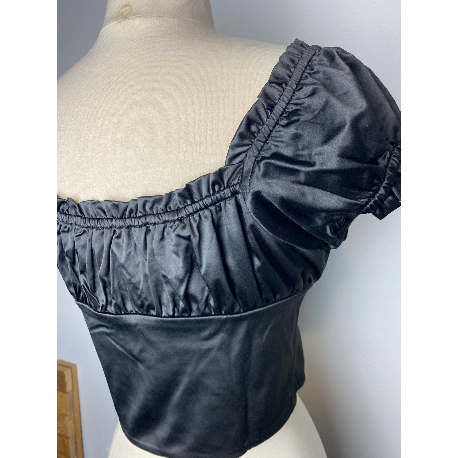 Pacsun LA Hearts Romantic Black Satin Sweetheart Top, Sz Small Size S / US 4 / IT 40 - 5 Thumbnail