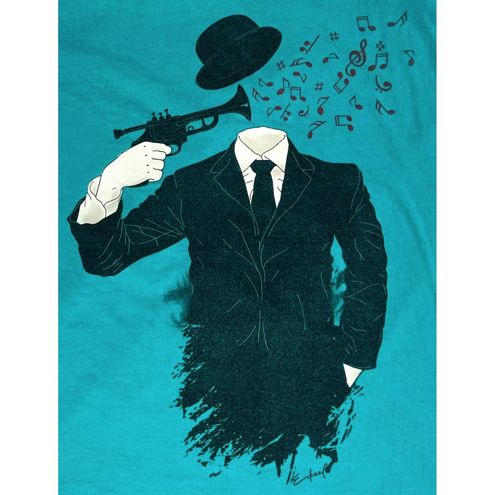 Vintage Eikeel T-Shirt M Unisex Adults Crew Neck Short Sleeve Teal Graphic Print Vintage/Pre-owned Size US M / EU 48-50 / 2 - 3 Thumbnail