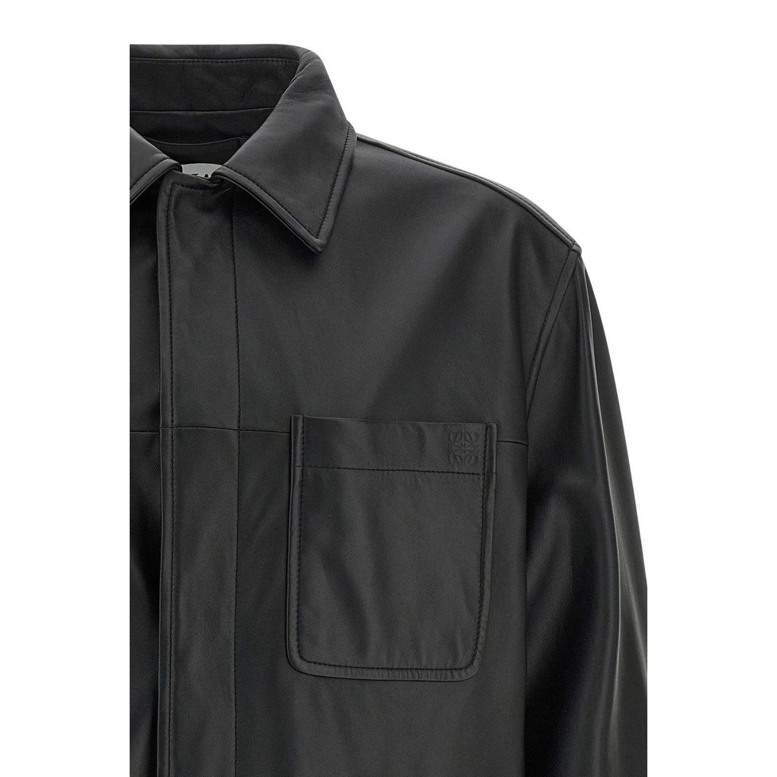 Loewe LOEWE Black Leather Overshirt New & Authentic (Men's size:L; Size US L / EU 52-54 / 3 - 3 Thumbnail