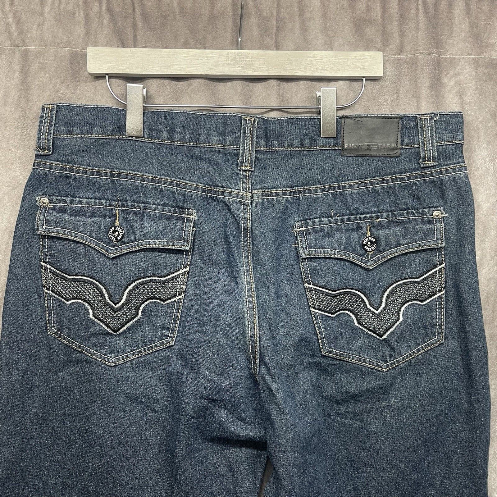 Phat Farm VINTAGE Phat Farm Men's 38 Baggy Jorts Dark Wash Denim Short Size US 38 / EU 54 - 3 Thumbnail