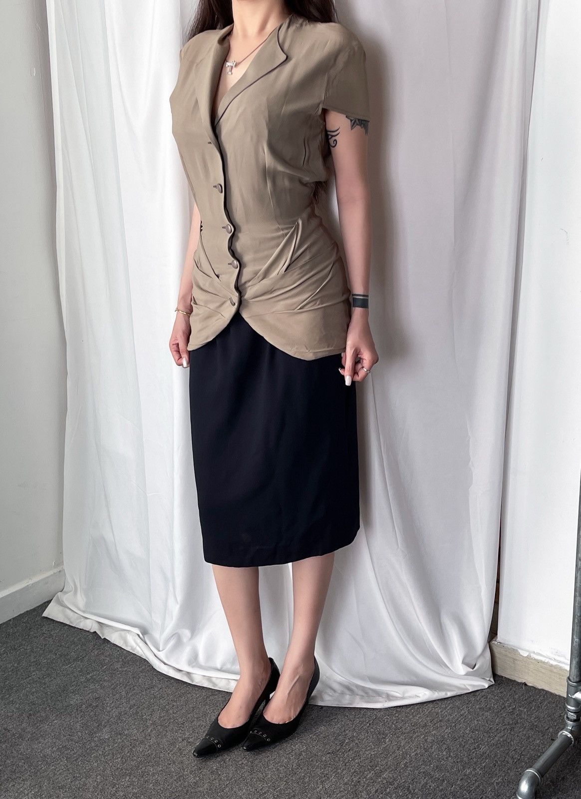 Giorgio Armani 80s Mani by Giorgio Armani longline pleated-waist blazer Size S / US 4 / IT 40 - 1 Thumbnail