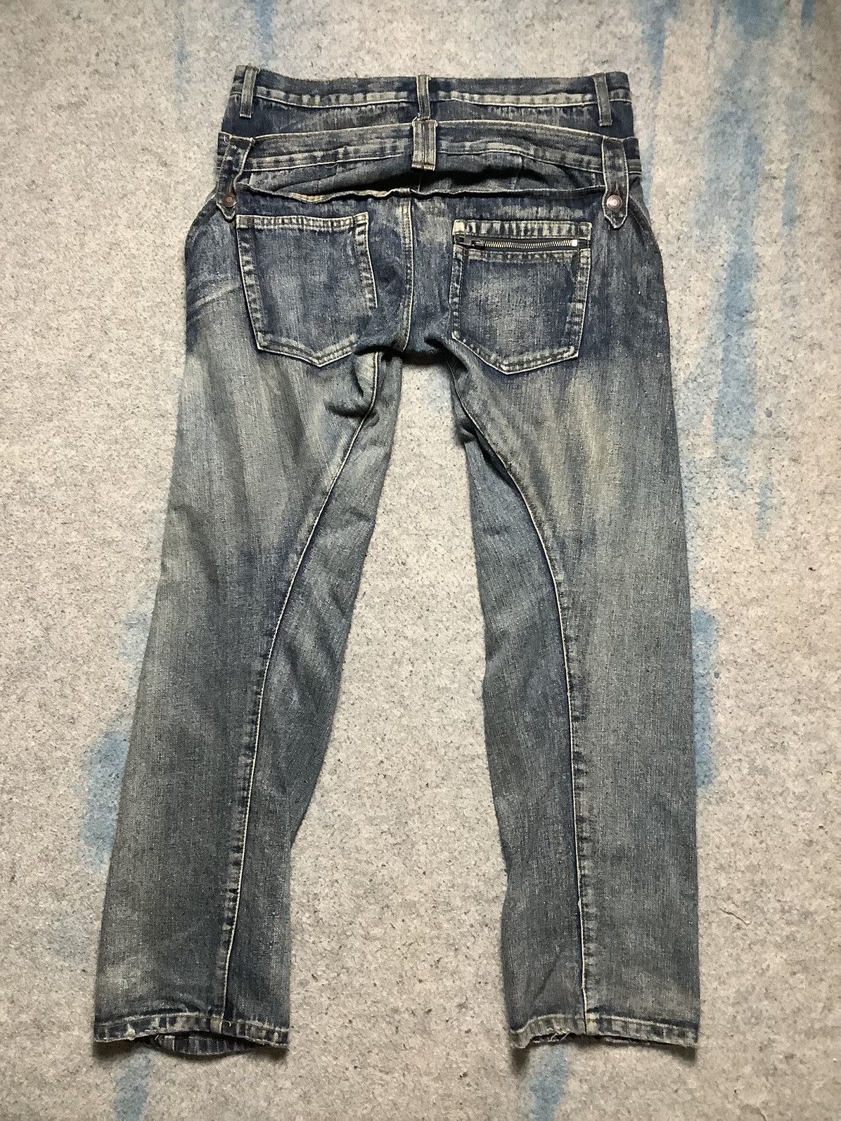If Six Was Nine × KMRii × PPFM Vintage Y2K Breath Mint Double Waist Spiral Cut Denim Jeans Size US 35 - 8 Thumbnail