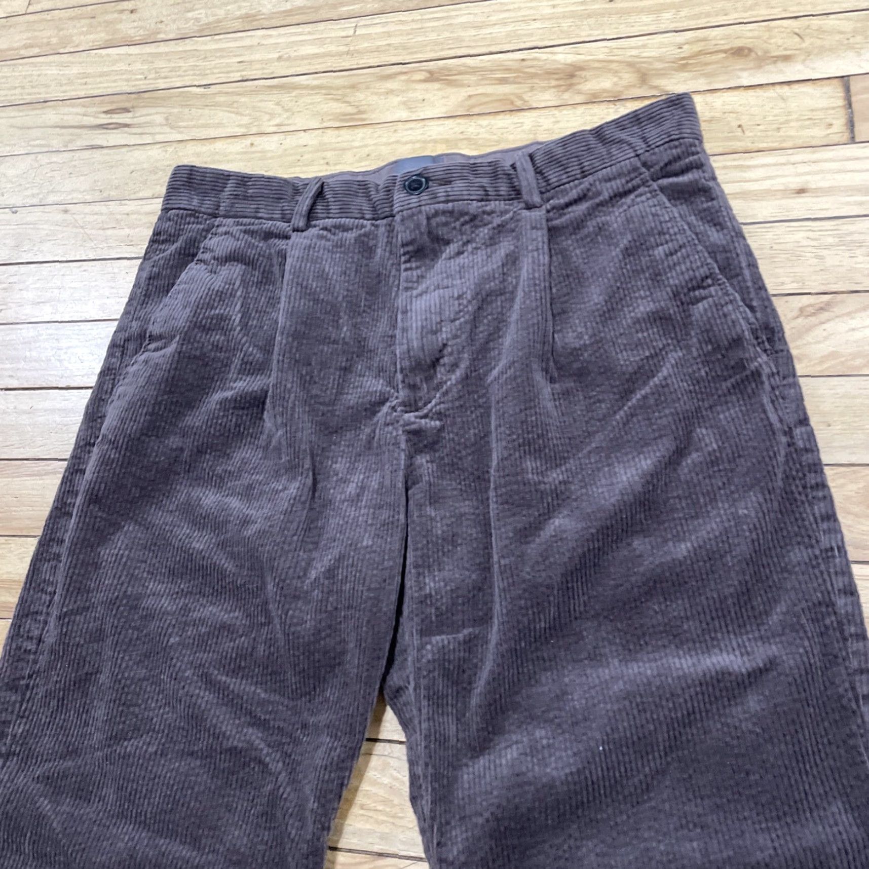 H&M VINTAGE H&M Corduroy Pants Adult 31 Brown Pleated Straight Chino Nature Skate 31x28 Mens Size 24" / US 00 / IT 34 - 3 Thumbnail