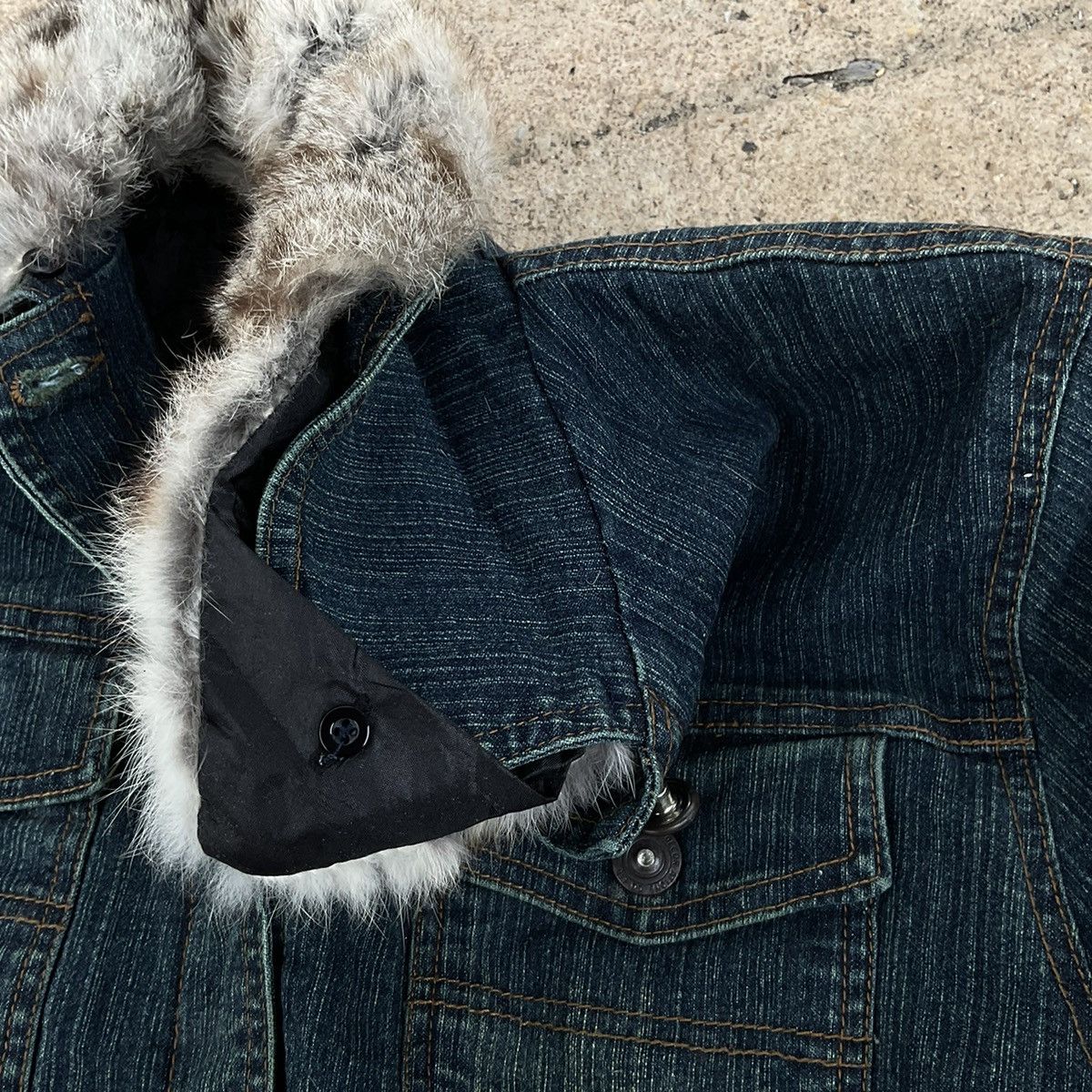 Vintage Vintage Rabbit Fur Jean Jacket Denim Jacket Size S / US 4 / IT 40 - 5 Thumbnail
