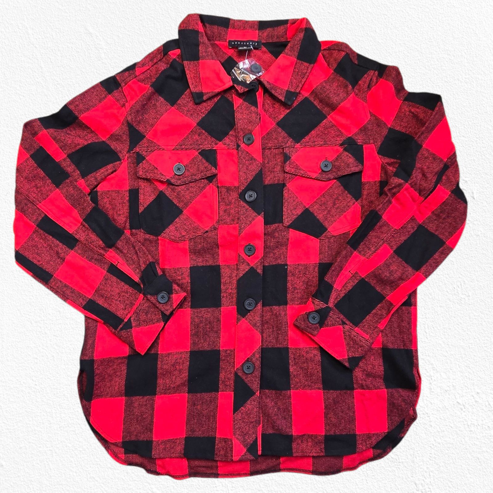 Sanctuary Sanctuary Red Black Plaid Flannel Shacket Size Medium Size M / US 6-8 / IT 42-44 - 2 Thumbnail