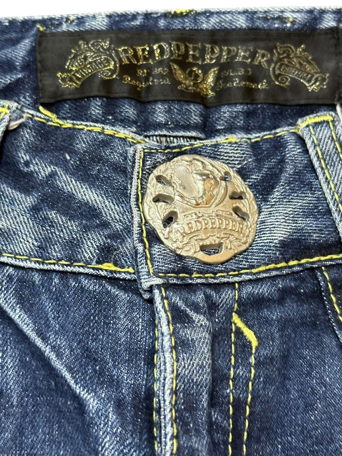 Japanese Brand Vintage Red Pepper Baggy Wide Leg Embroiddery Denim Size US 29 - 5 Thumbnail