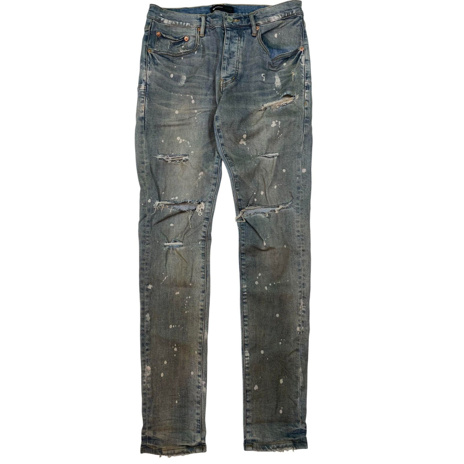 Purple Brand Vintage Wash Splatter Ripped Jeans