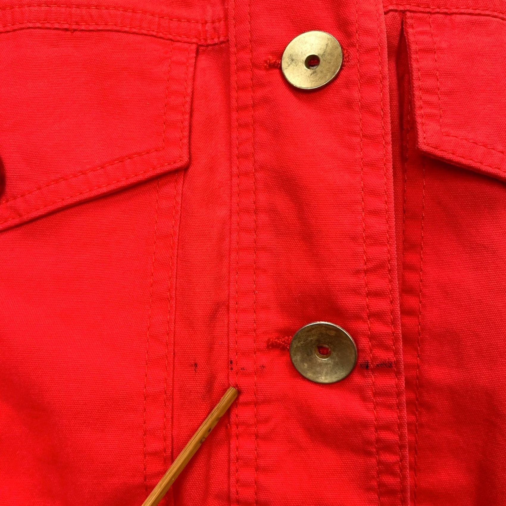 Vintage Cabi Jacket Womens M Red Military Coat Button Back Ruffle Short Sleeve Pocket Breathable Collared Pockets Dressy Casual Workwear CD 727? Size M / US 6-8 / IT 42-44 - 6 Thumbnail