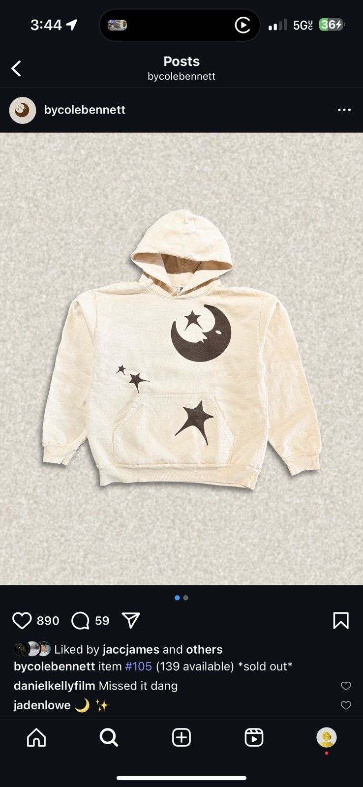 Lyrical Lemonade ByColeBennett Crescent Moon and Stars Hoodie (SOLD OUT) Size US XL / EU 56 / 4 - 1 Thumbnail