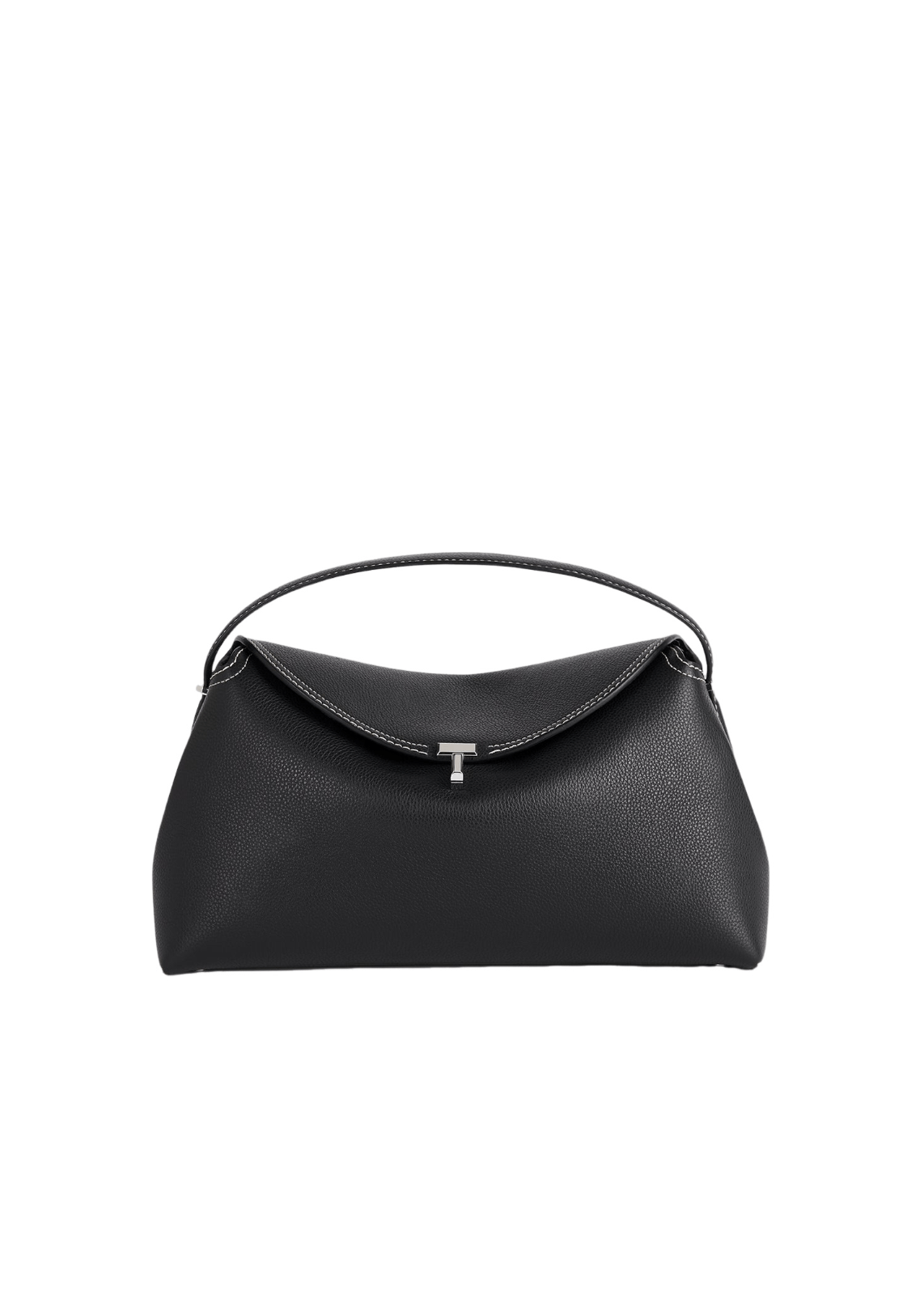 Toteme TOTEME T-Lock Black/Silver Grained Leather Top Handle Size ONE SIZE - 1 Thumbnail
