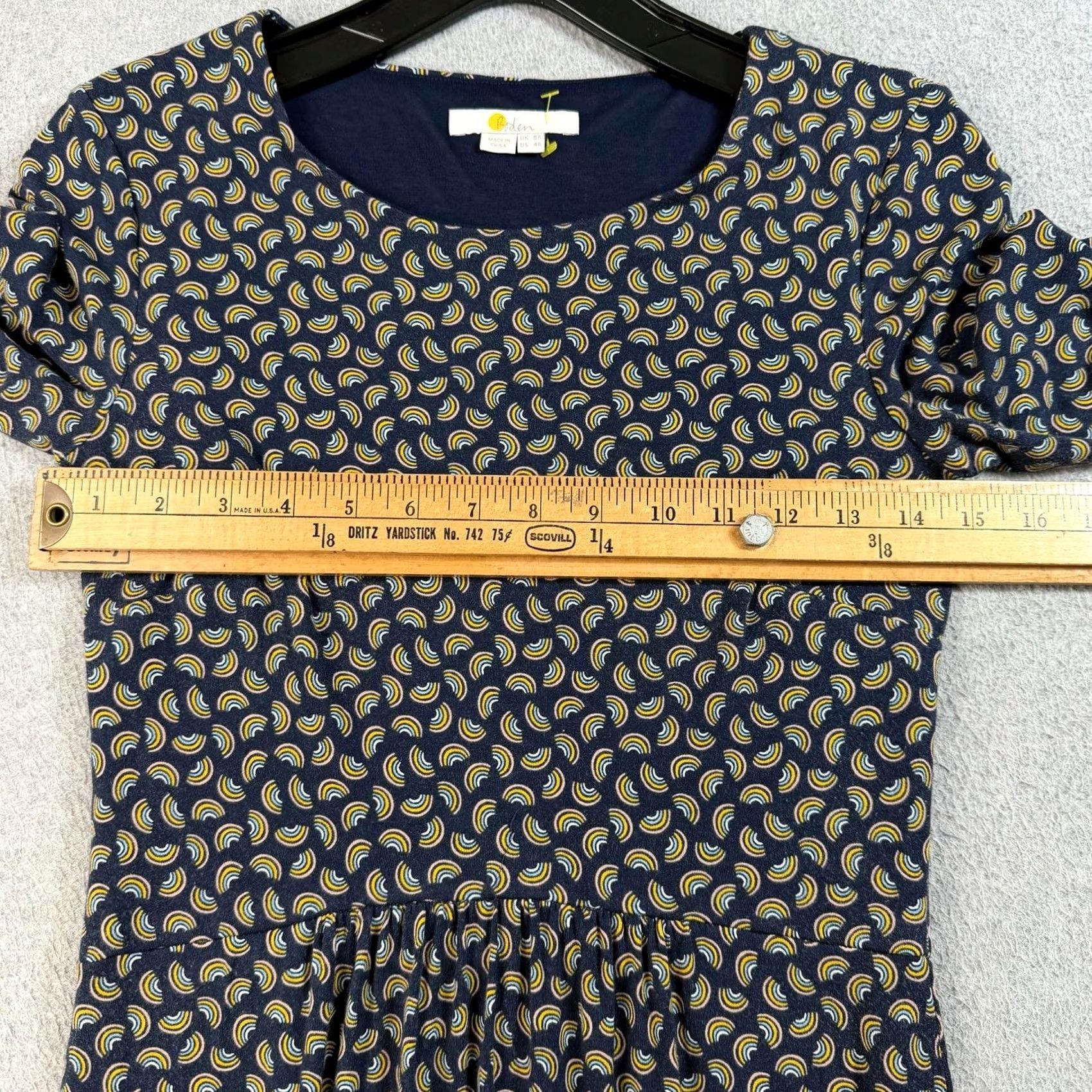 Boden Boden Dress Womens 4R UK 8 Blue Rainbow Maxi 3/4 Sleeve Fit Flare Geometric Navy Round Neck Casual Womens Size S / US 4 / IT 40 - 6 Thumbnail