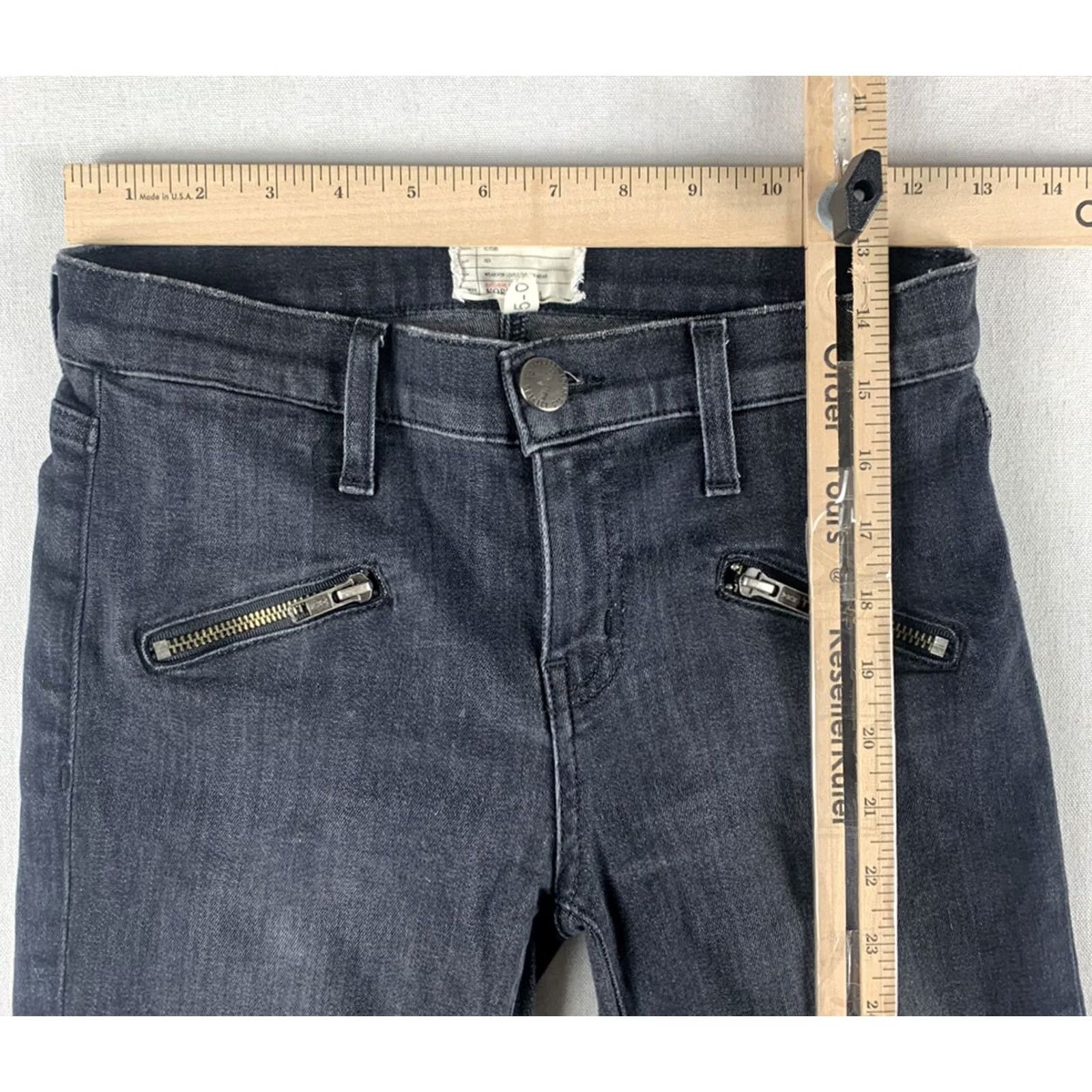 Vintage CURRENT ELLIOTT Jeans Womens 25 Stiletto Soho Caliber Destroy Gray Skinny Denim Regular Fit Button Zip Pockets Belt Loops Size 42" / US 20 - 6 Thumbnail