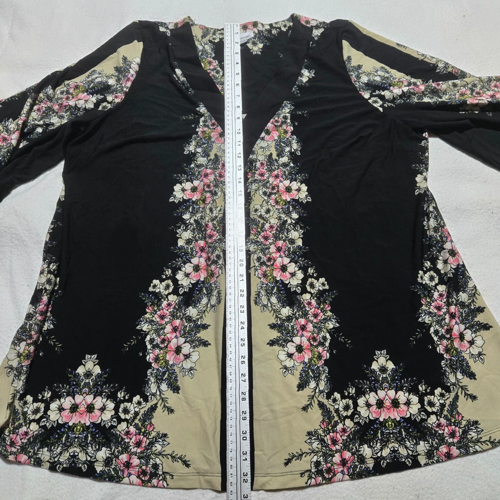 Avenue Avenue Shirt Womens 22/24 Floral Black Multicolor 3/4 Sleeve V-Neck Polyester Blouse Top Ladies Size 3XL / US 20-22 - 7 Thumbnail