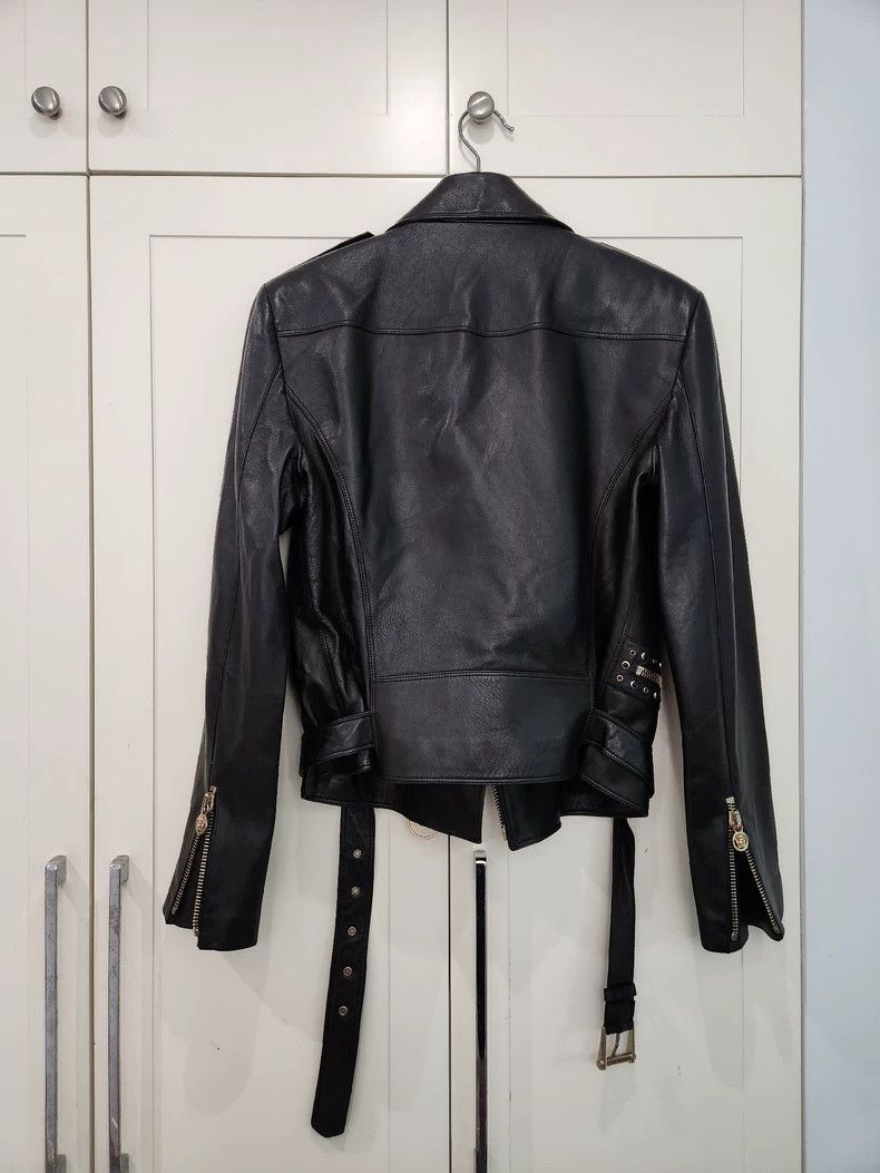 Versace Versace Black asymmetrical willow studded zip leather jack Size M / US 6-8 / IT 42-44 - 2 Thumbnail