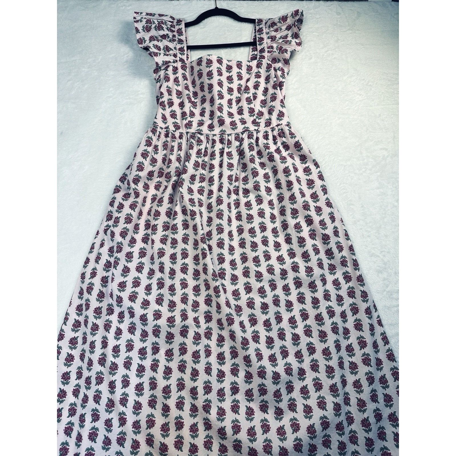 J.Crew J.Crew Floral Midi Dress Pink Ruffle Sleeve Square Neck 6P Size S / US 4 / IT 40 - 3 Thumbnail