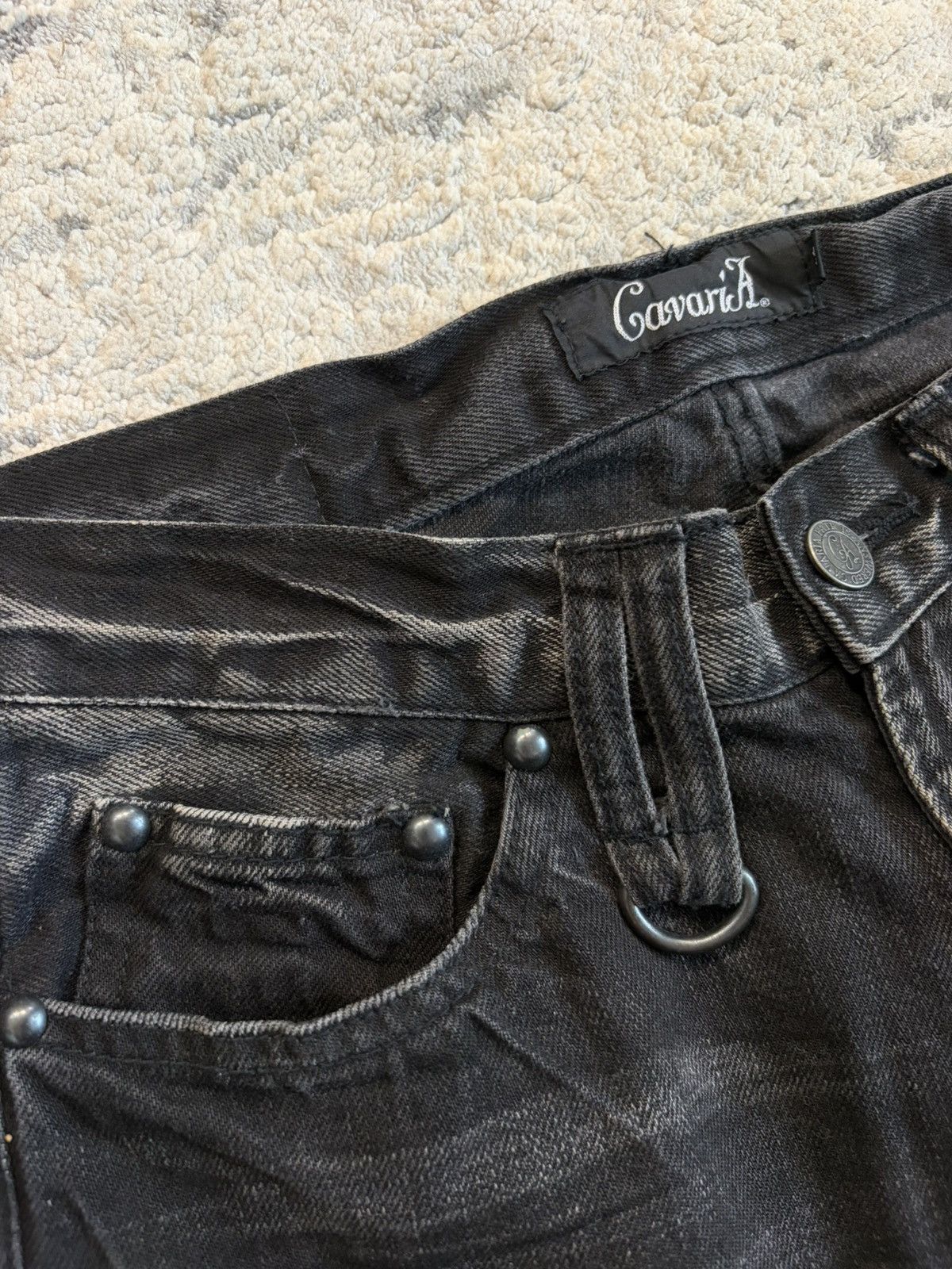 CIVARIZE Cavaria - Black Distressed Studded Flare Denim Size US 29 - 3 Thumbnail