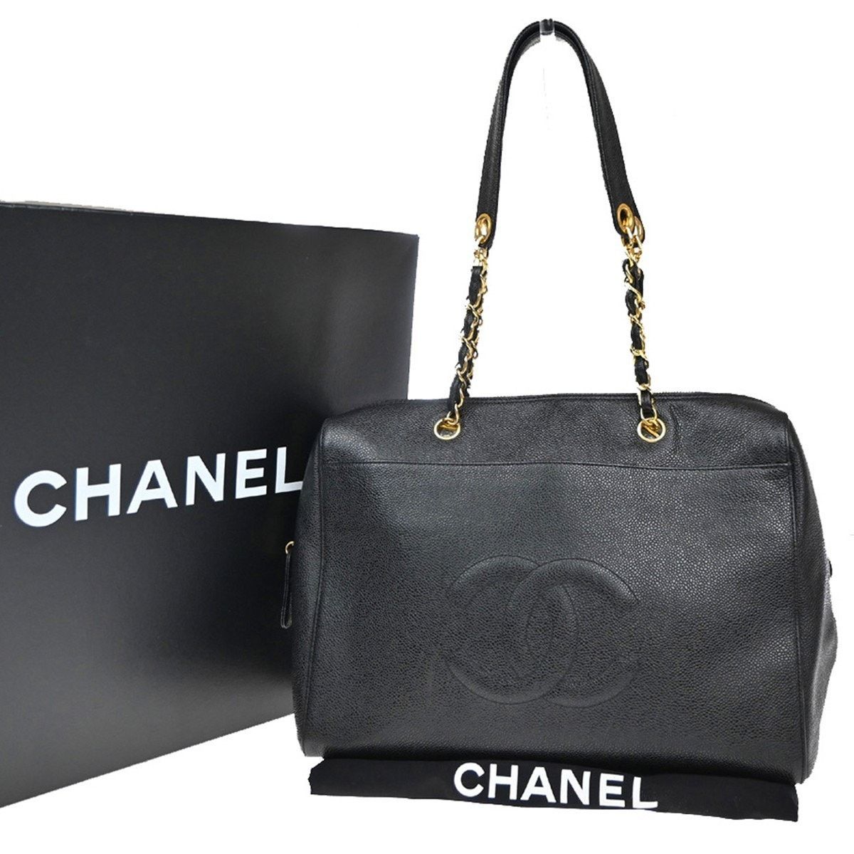 Chanel Caviar Vintage Timeless Zip Tote Black