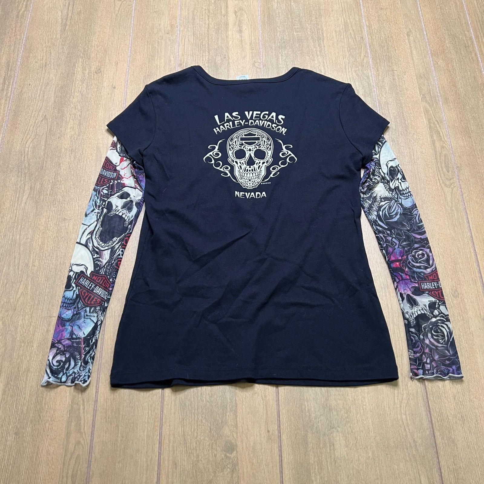 Harley Davidson Y2K Harley Davidson Sz M Black Logo Tattoo Long Sleeve USA Size M / US 6-8 / IT 42-44 - 6 Thumbnail