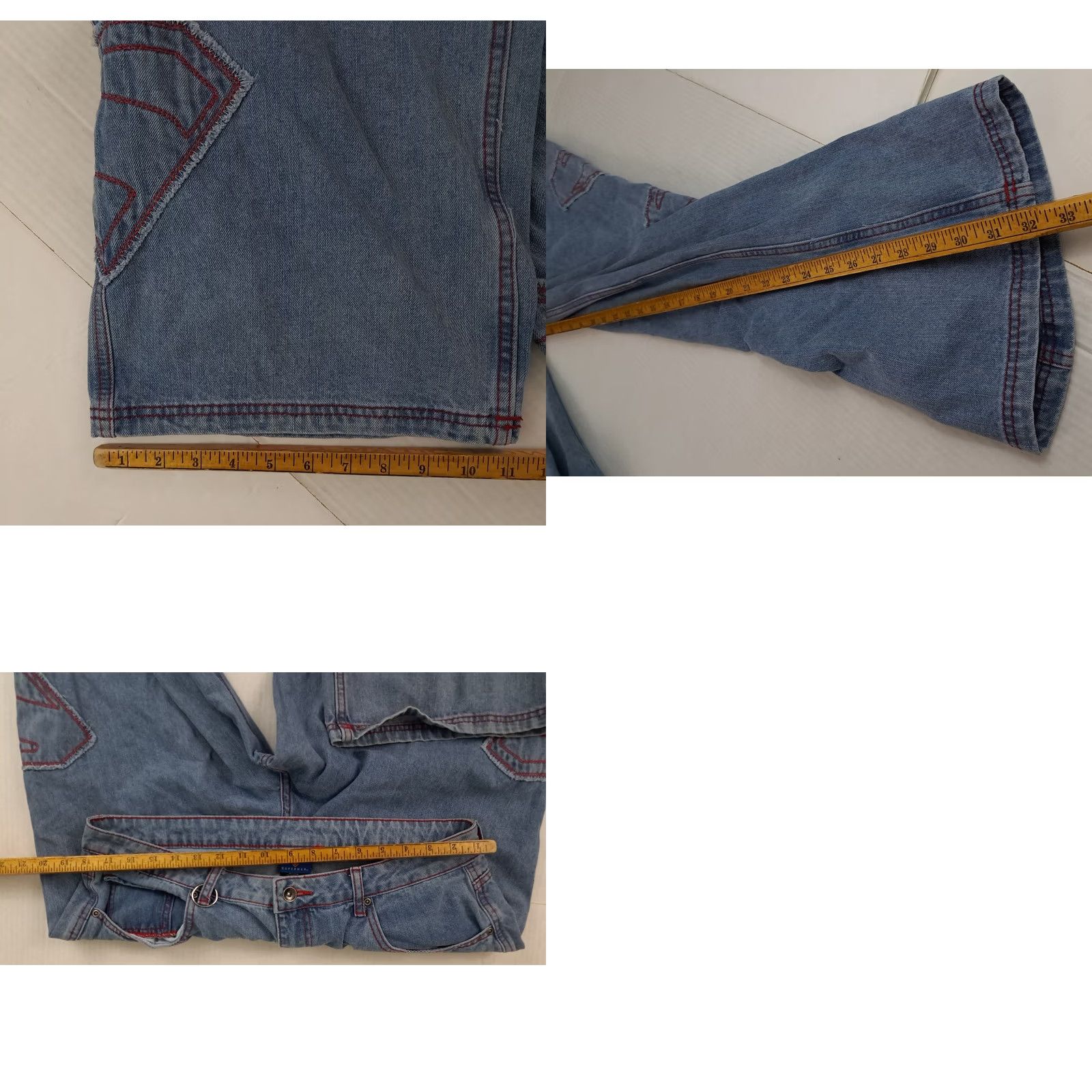 DC Comics VINTAGE DC Comics Superman Jeans Woman 17 Wide-Leg Denim Blue Cotton Embroidered 5-Pocket 32in Inseam Womens Size 38" / US 16 / IT 52 - 8 Thumbnail