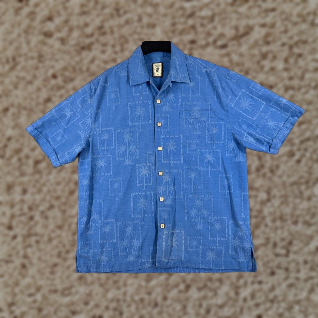Vintage Jamaica Jaxx Shirt Men Large Blue Palm Tree Pattern 100% Silk Button Hawaiian Size US L / EU 52-54 / 3 - 1 Thumbnail