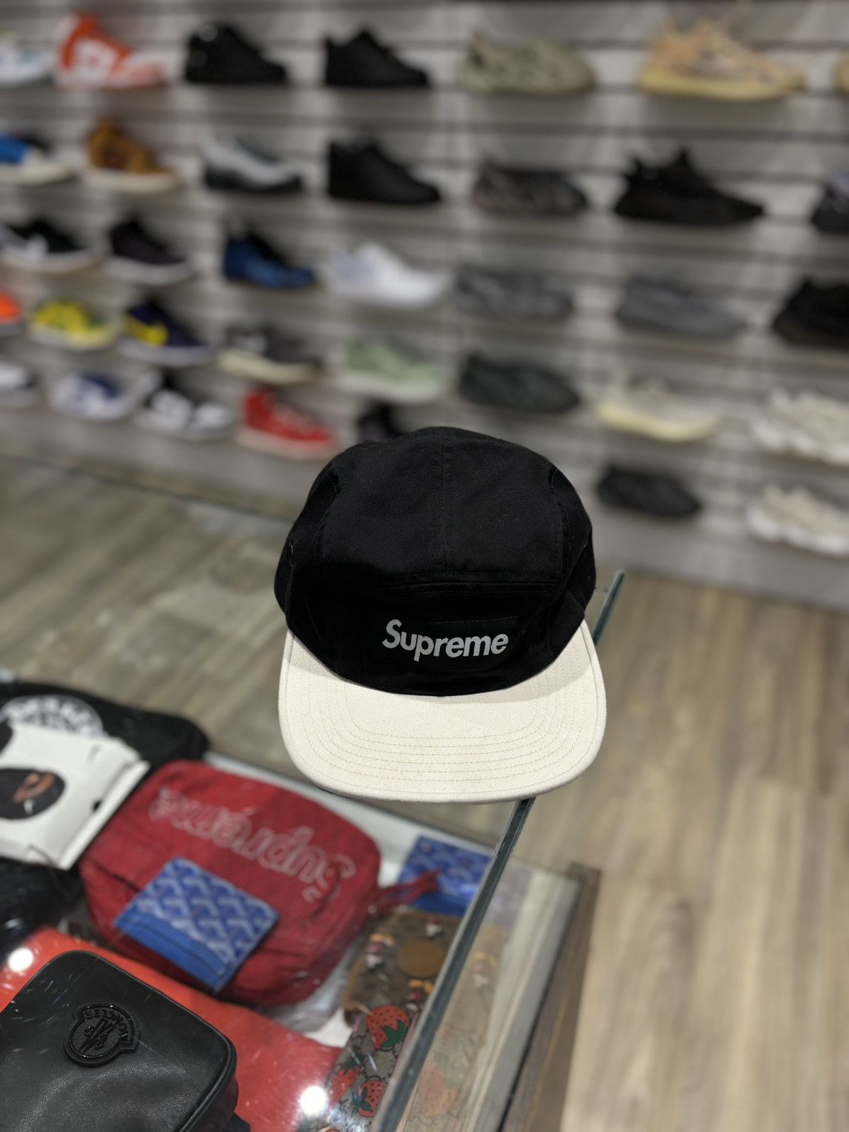 Supreme Supreme 2-Tone Camp Cap Black | Grailed