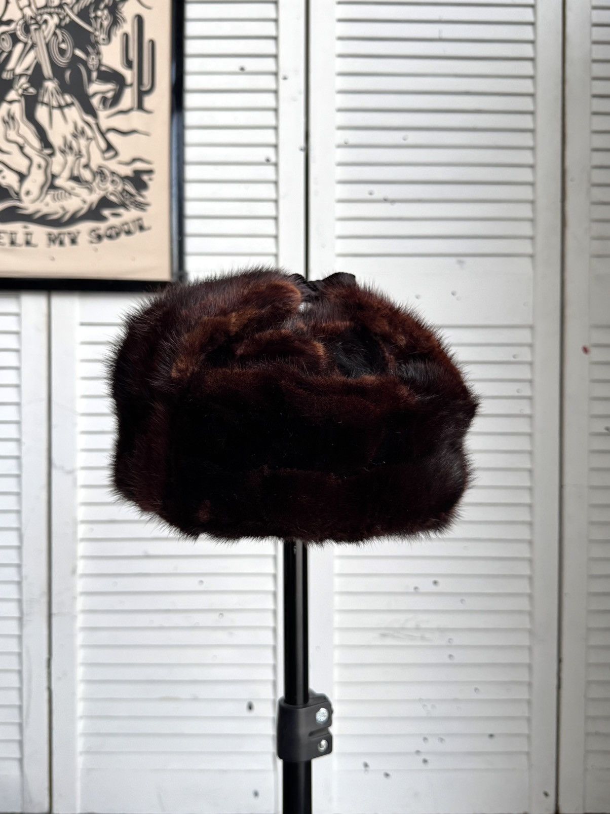 Vintage Vintage 1970s Burgundy Mink Fur Ushanka Trapper Hat Sheen Size ONE SIZE - 10 Thumbnail