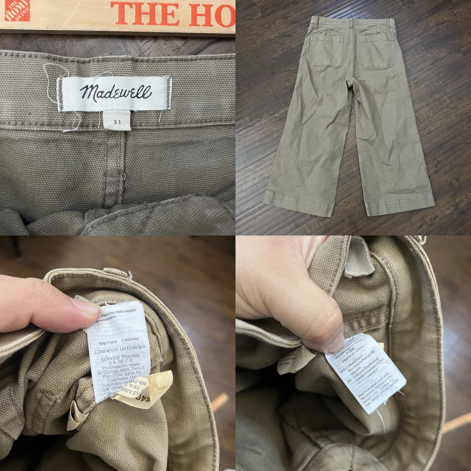 Madewell Madewell Jeans Canvas 31 High Rise Wide Leg Cropped Beige 90s Bohemian School Preppy City Rock Womens Size 24" / US 00 / IT 34 - 8 Thumbnail